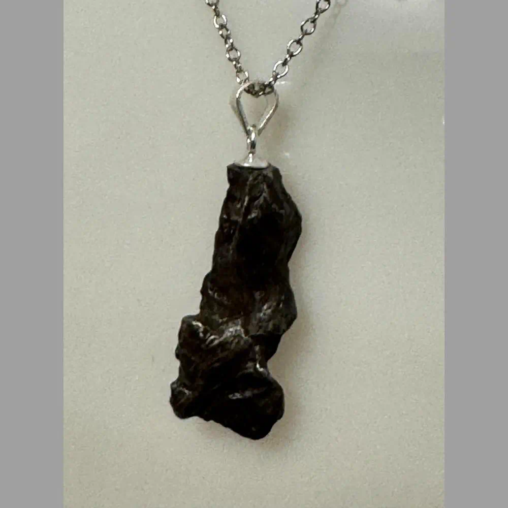 Campo del Cielo. Genuine Nickle Iron Meteorite Necklace with Solid Sterling Silver fittings and chain - Image 2